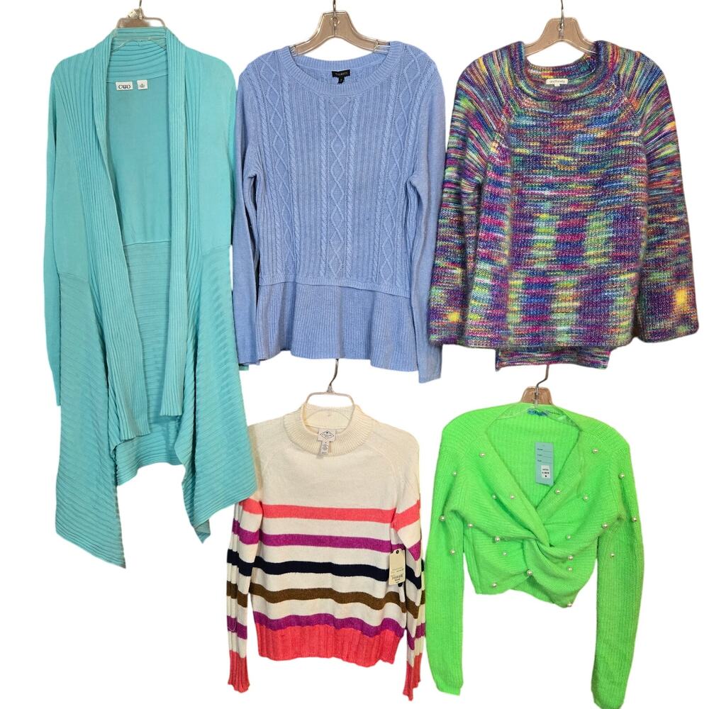 Women's Medium M 8 10 Sweaters Cardigans Pullovers Vests Wholesale Bulk Lot of 5